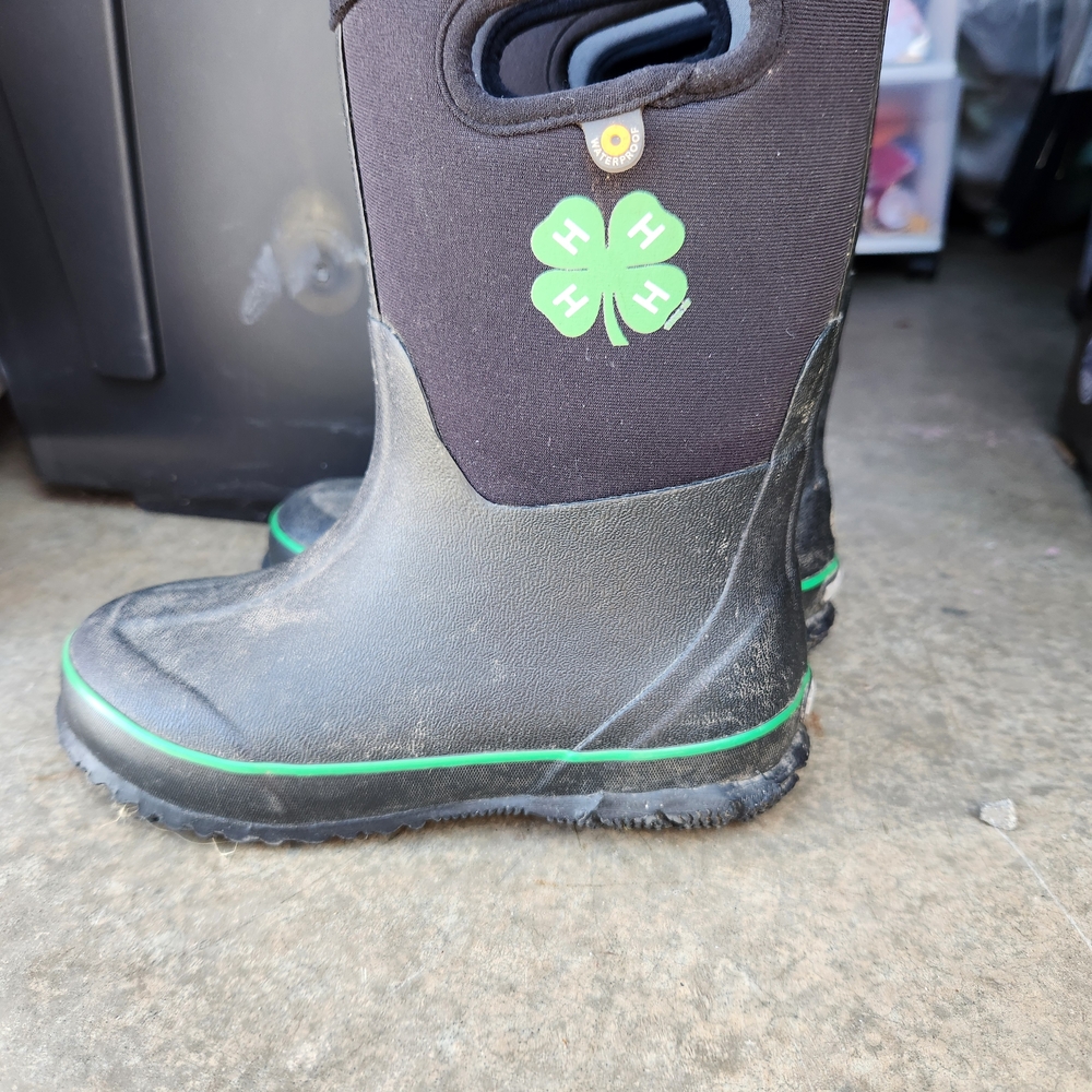 Bogs Kids Black and Green Rain Boots